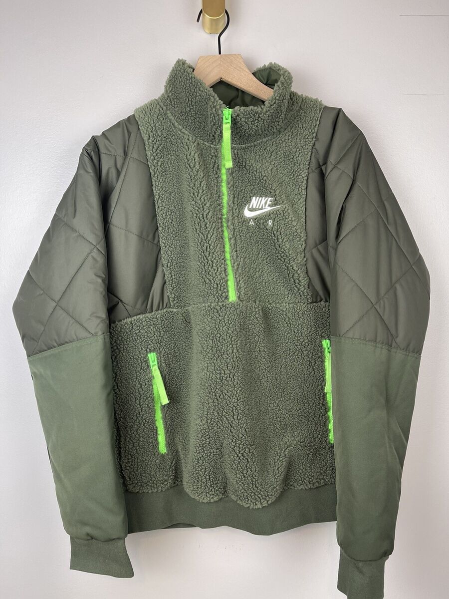 Nike Mens Sportswear Sherpa Half Zip Jacket Carbon Green Nike Mens Sportswear Sherpa Half Zip Jacket Carbon Green