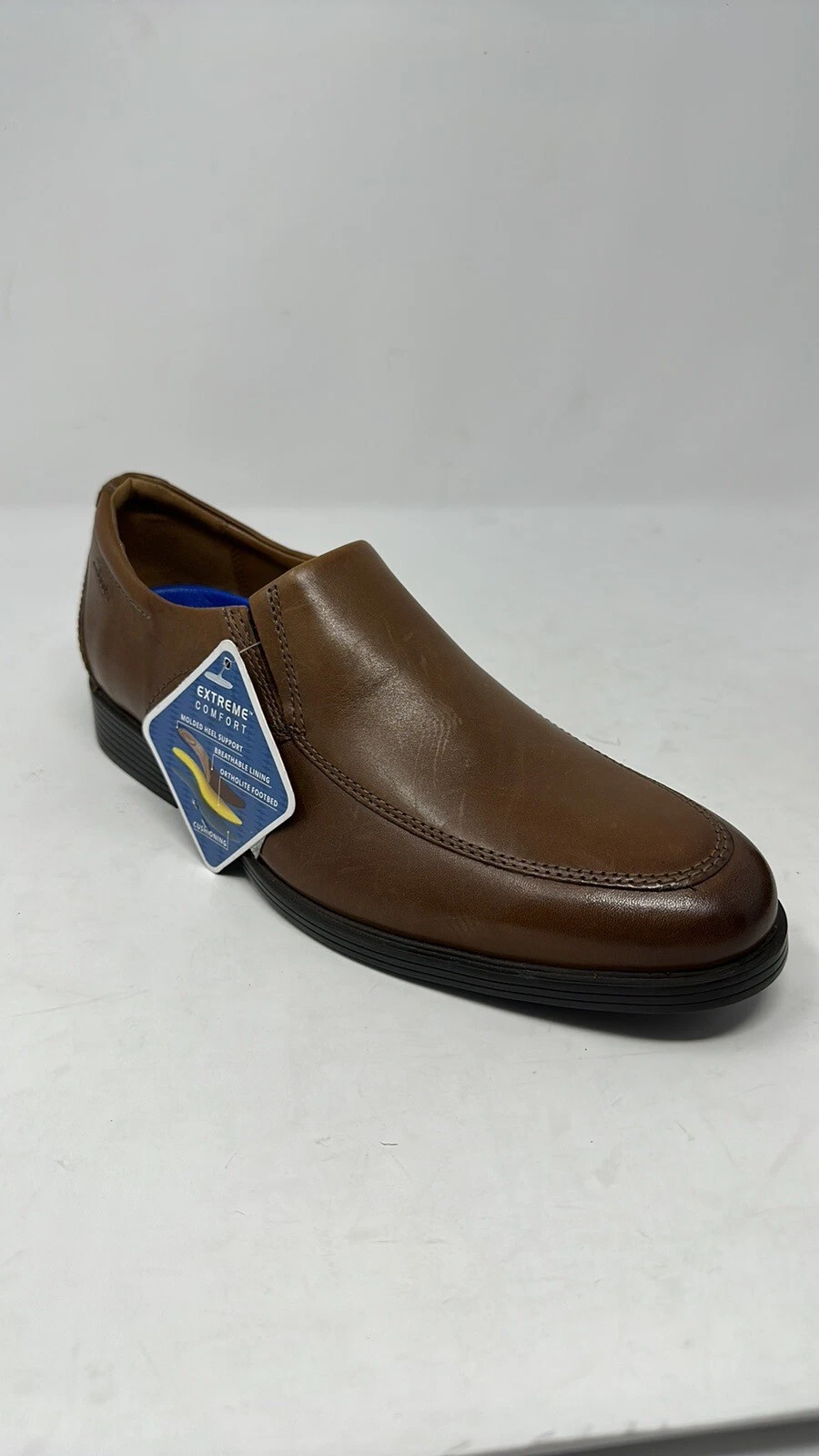 Mocassino a gradini Clarks Whiddon in pelle slip on marrone scuro scarpe formali uomo 7 5 nuove con etichette