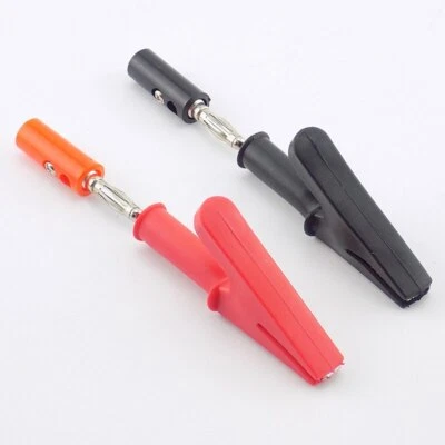 Insulated Crocodile Clip + 4mm Banana Plug Test Vehicle Battery Alligator Clamp