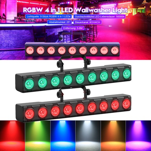4PCS RGB Wall Wash Light Bar 9 LED DMX Stage DJ Beam Lighting Disco Party Effect - Picture 10 of 29