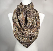 Wild Rag Scarf Paisley Printed Western XL Brown Cowgirl Shawl 42 x 42 in