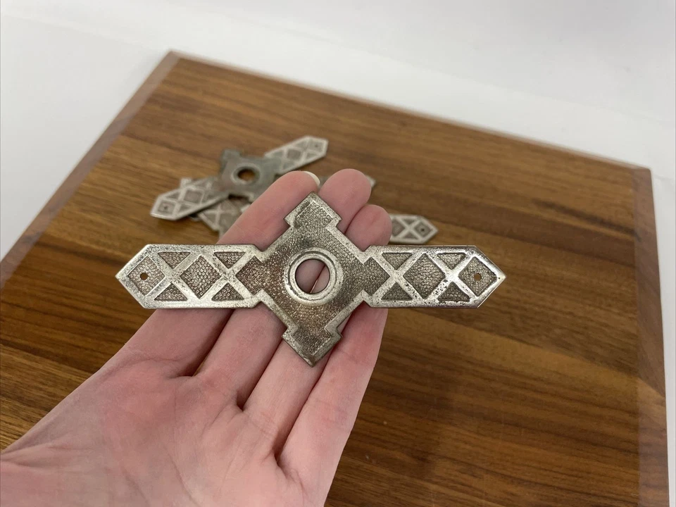 Set5 Винтажный MCM Шкаф Ручка Ящик Выдвижная Пластина Хром Геометрический Спутник Атомный - Изображение 3 из 4