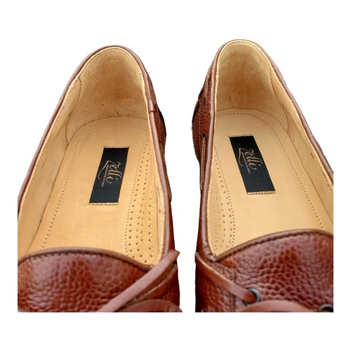 Zelli Scarpe Uomo 11N Mocassino Marrone Pelle Grana Ciottolo Rugby Horsebit - Foto 12 di 22
