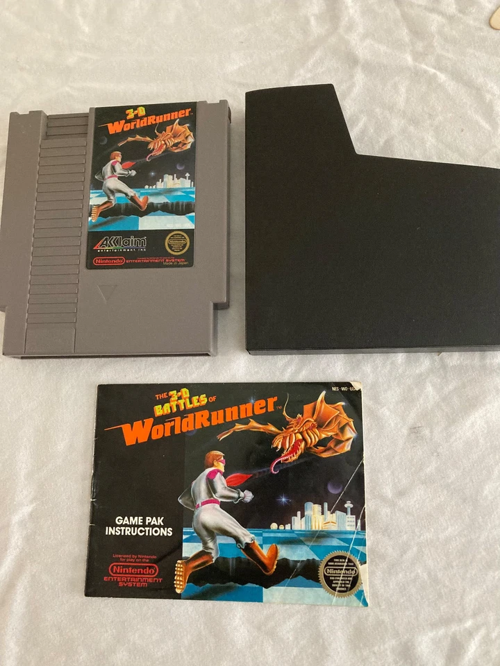 1987 Nintendo NES 3-D World Runner Video Game Cartridge, Box, Manual & glasses - Image 3 of 4