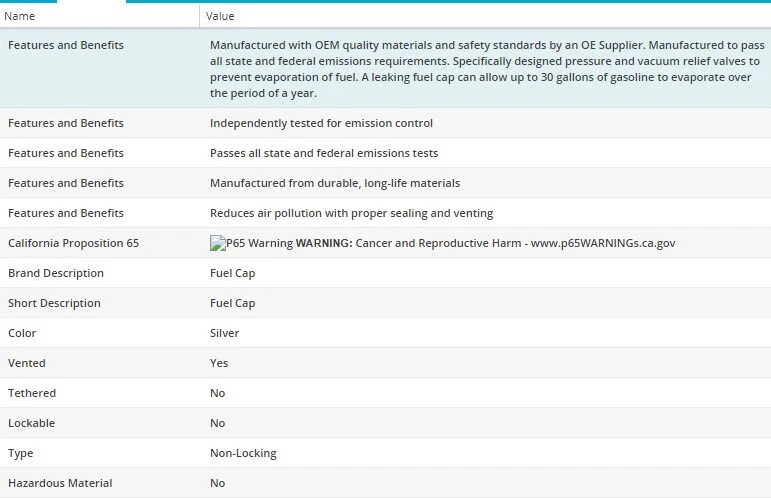 Tapa del tanque de combustible MotoRad MGC807 para Buick Centurion 1971-1973 V8-7,5 L Foto 2 de 4