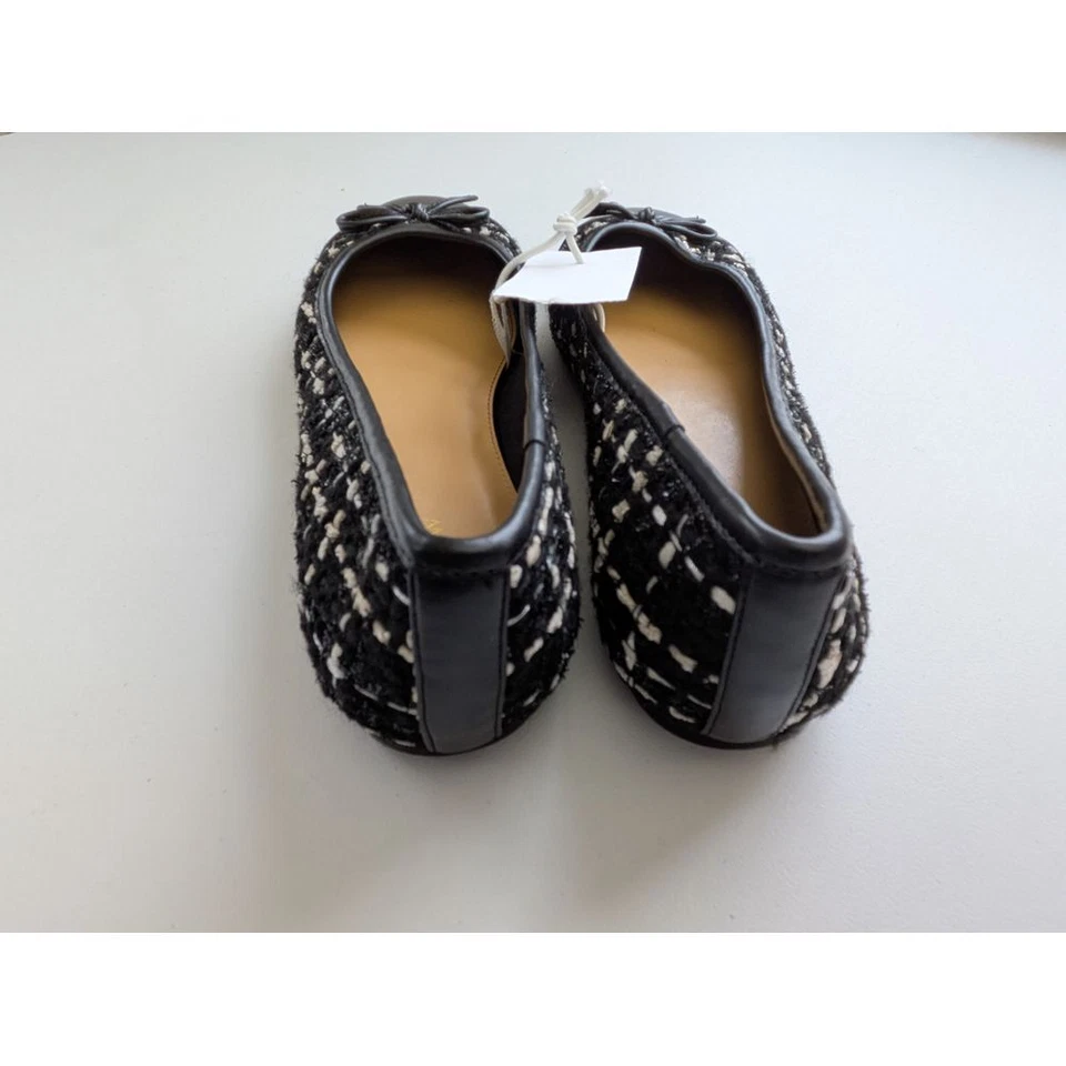 J. Crew Factory Tweed Cap Toe Ballet Flats Size 7 1/2 7.5 Black NWT $128 CA780 - Image 4 of 4