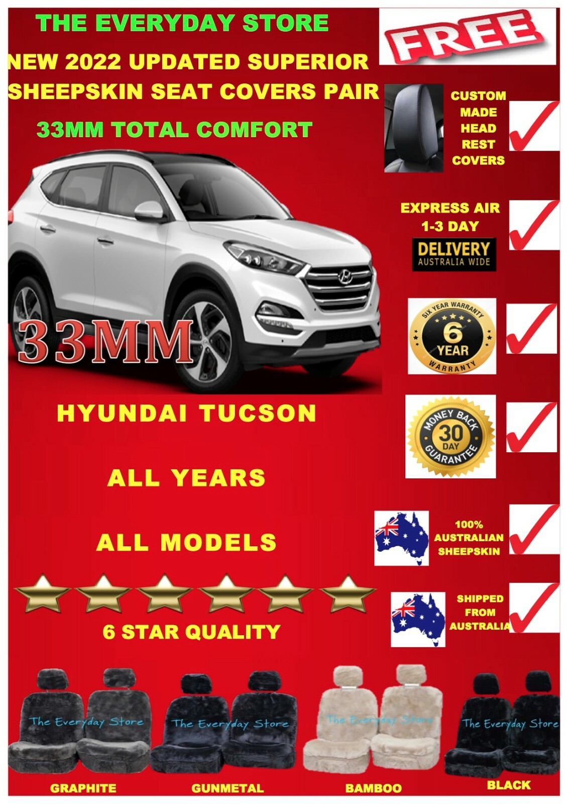 Superior Sheepskin Car Seat Covers For Hyundai Tucson All Year