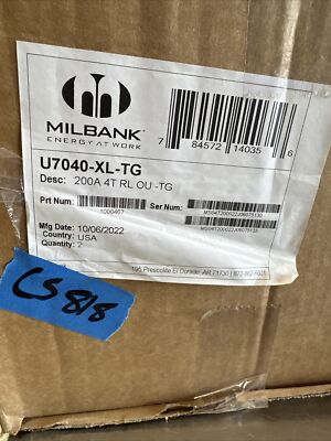 (BOX OF 2) Milbank U7040-XL-TG  200A 1PH Surface Mount 600 V 3R METERBASE-CS818