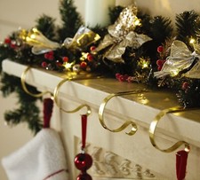 Brass Mantelpiece Clips Set of 4 for Christmas Stockings Lights Garlands Decor