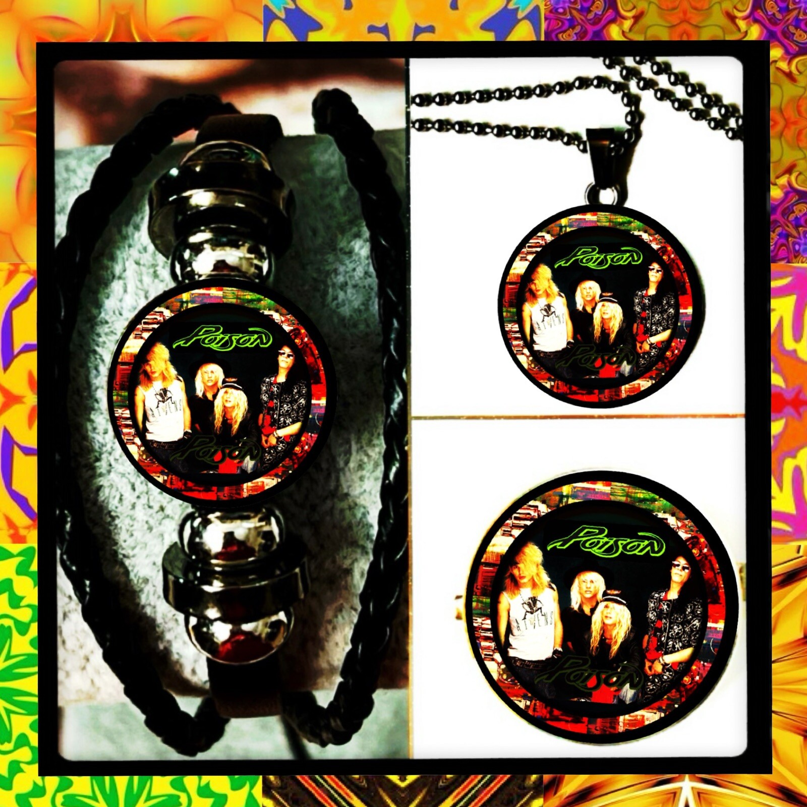 POISON USA Set of 3 Jewelry 🌹 Bracelet Necklace Pin