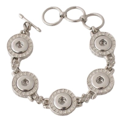 Mini Snap Jewelry Bracelet Silver Tone Toggle fits 5pcs 12mm Ginger Petite Charm