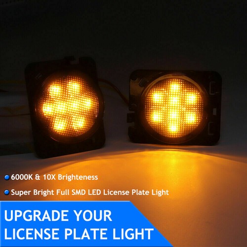 2 Amber Front Fender LED Side Marker Light Smoke Lens for 07-18 Jeep Wrangler JK - Picture 2 of 9