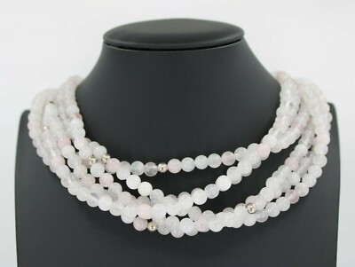 DTR Jay King Sterling Silver 7 Strand Rose Quartz Gemstone Necklace 24-27''