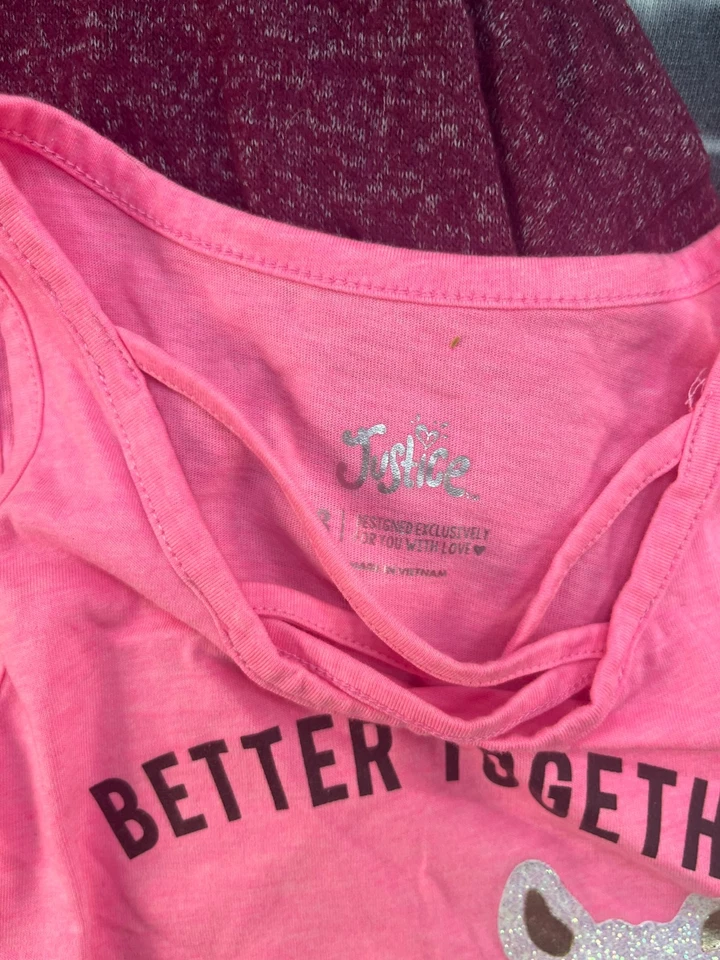 Lote de 4 pijamas con capucha Justice Girls varios tops tallas 8 Foto 3 de 4