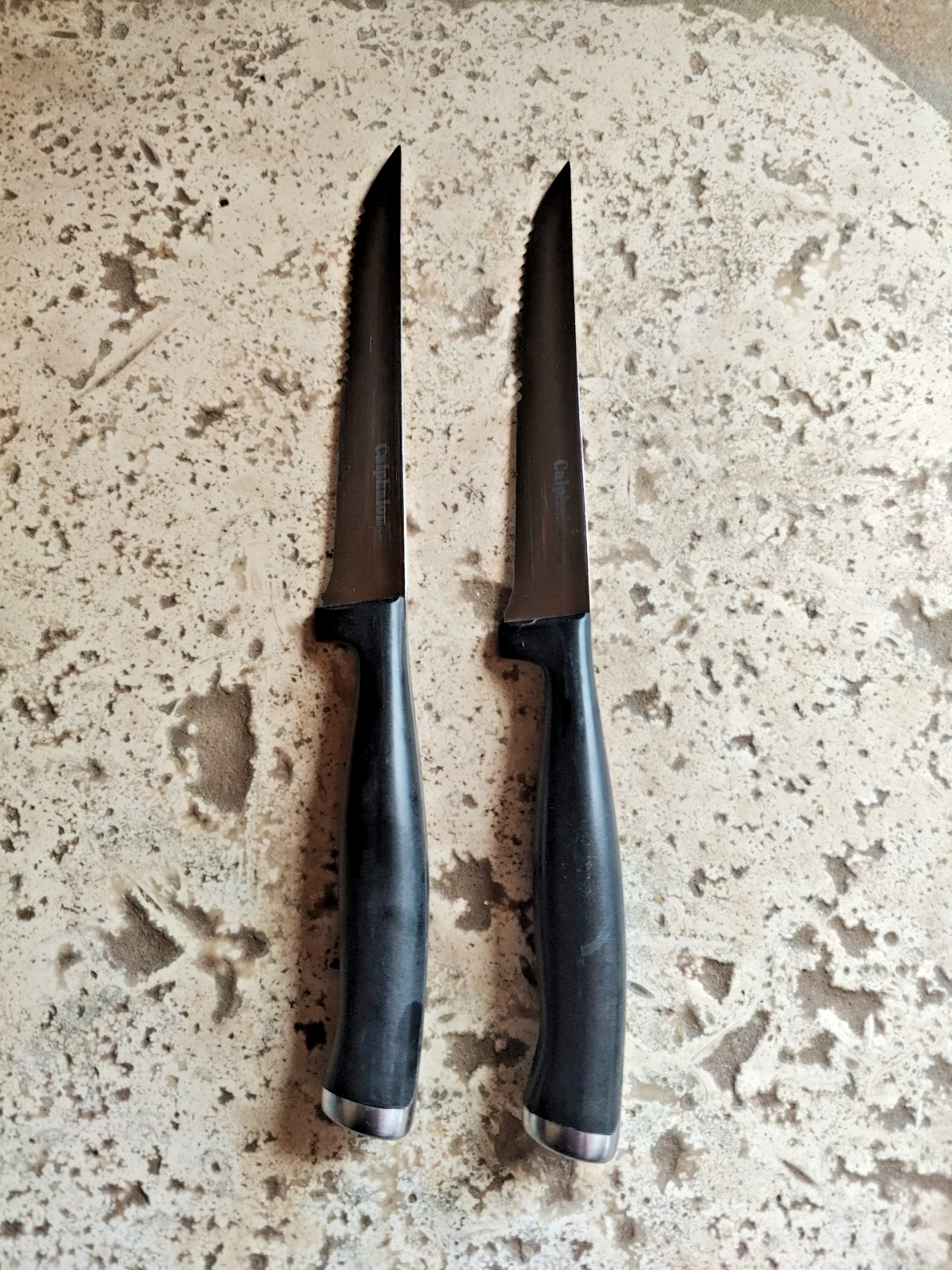 2 Calphalon Cutlery Replacement Steak Knife Serrated 4.5" blades