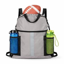 Drawstring Sports Backpack with Side Mesh Pockets, Lightweight Gym  Travel B...
