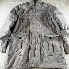Vintage Thinsulate 3M USA Snap Zip Trench Coat Gray Grey Pockets XXL Used RARE