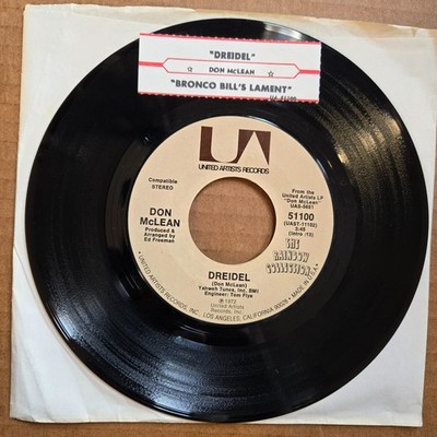 DON MCLEAN Dreidel/Bronco Bill's Lament 45 7'' Record Vinyl