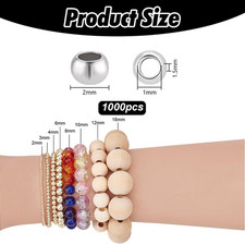 1000pcs Stainless Steel Beads 2mm Tiny Round Spacer Beads Rondelle Beads Meta...
