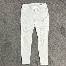 Judy Blue Jeans Womens 15/32 White Distressed High Rise Skinny Stretch Denim
