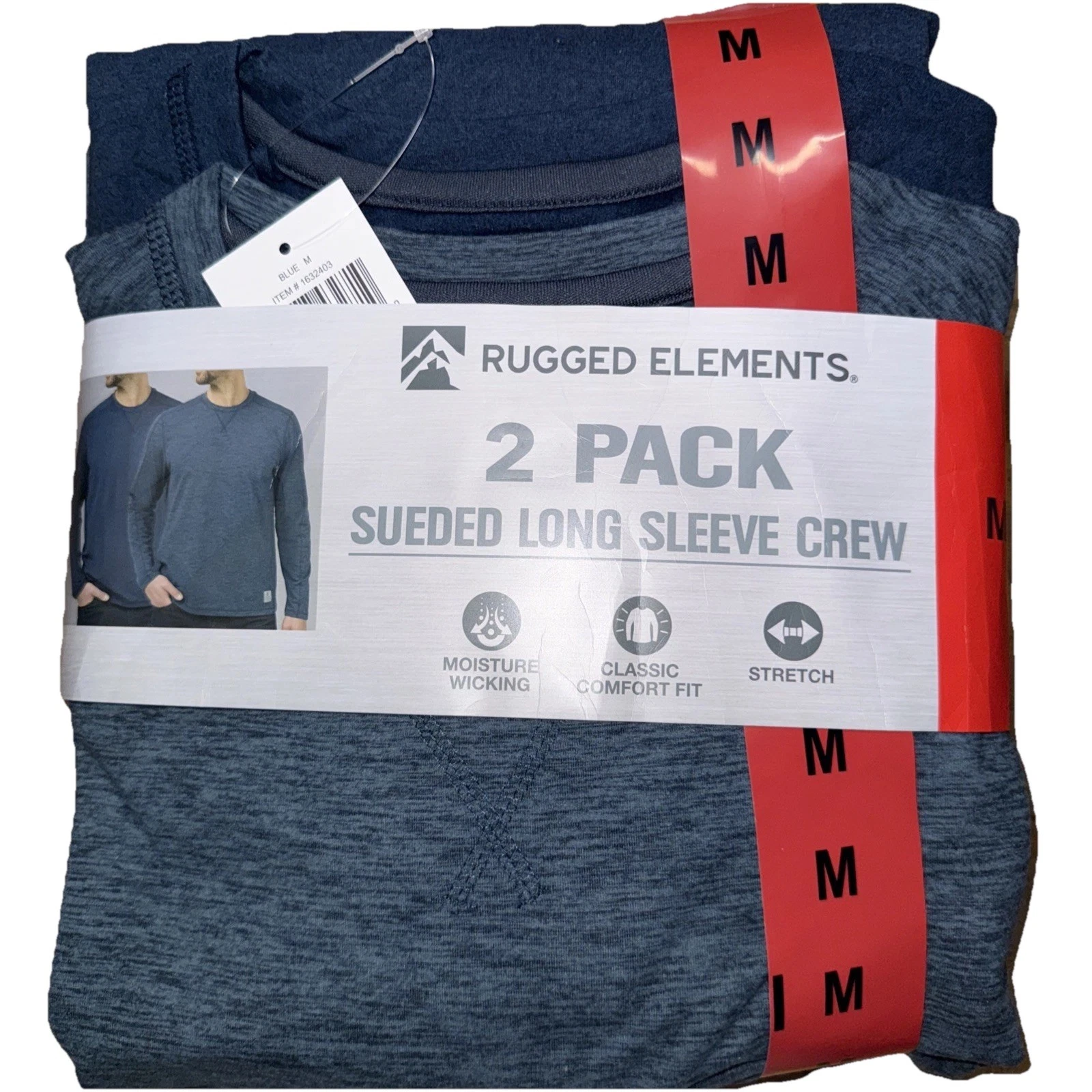 Rugged Elements Men's Medium Sueded Long Sleeve Crew Tee 2-pack Blue & Navy NEW
Opens in a new windo