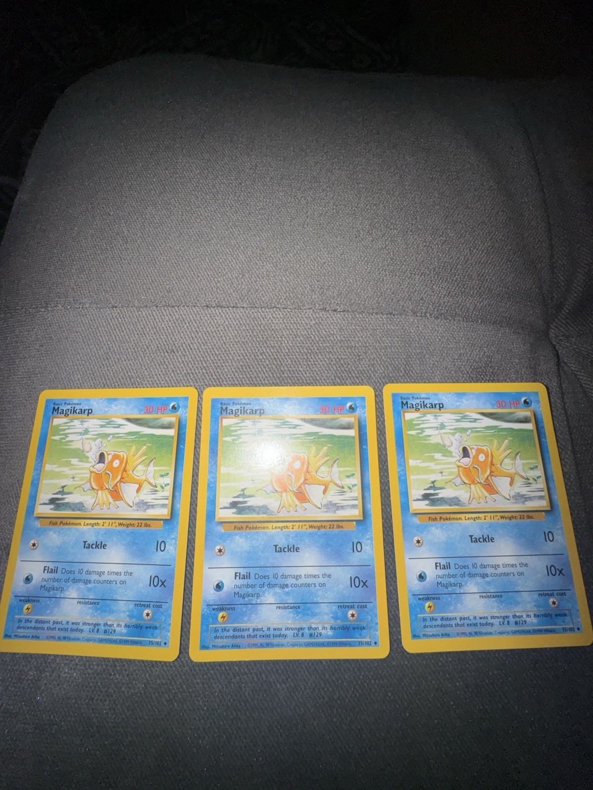 3 Magikarp 35/102 Shadowless Base Set 1999 WOTC, Very Lightly Played