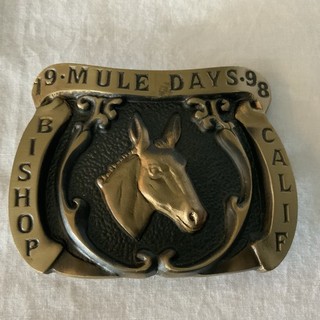Vintage Solid Brass Belt Buckle "Mule Days" 1998 Bishop California