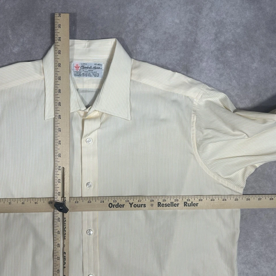 Camisa de Vestir Turnbull & Asser Blanca con Rayas Verticales Amarillas 17 - 43 Cm Foto 4 de 4