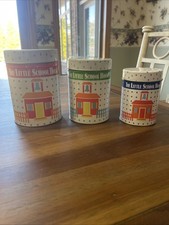 Vintage The Little School House Set Of Three Nesting Tins Graduated Sizes