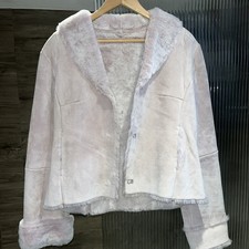 John Rocha Baby pink Faux Sheepskin Fur Lining jacket coat size 14 VGC