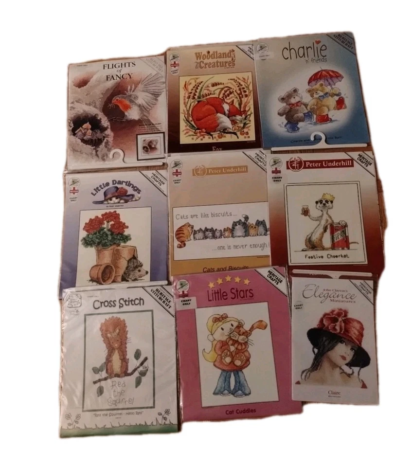 HERITAGE CRAFTS CROSS STITCH CHART LIT, CLAYTON, UNDERHILL & MORE LOT, NOS - Image 2 of 2