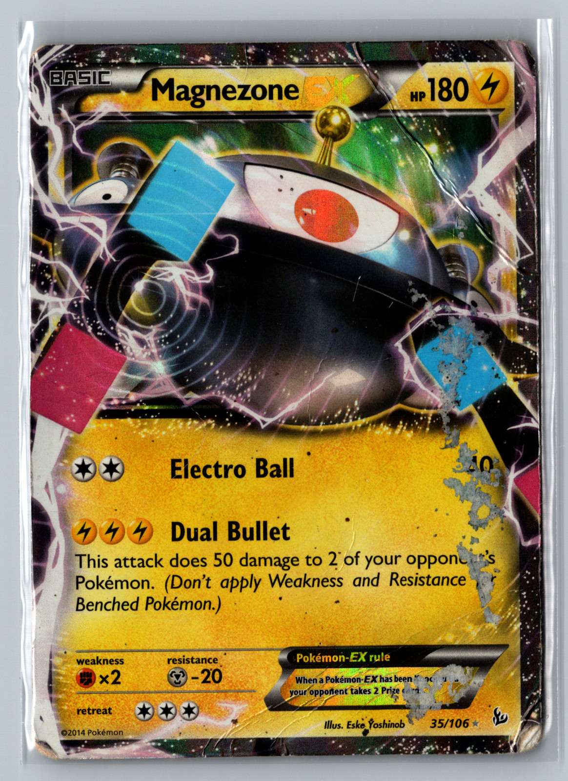 Magnezone EX #35 Pokemon Flashfire Damaged