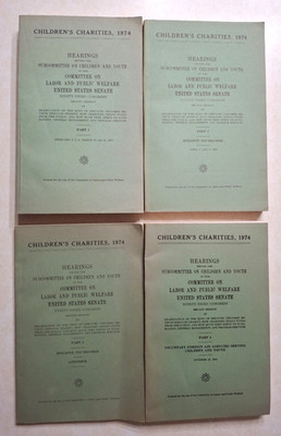 US Senate Committee Hearings Children's Charities Labor Welfare 1974 Book Set