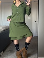 Karen Scott Petites Skirt Suit 10P Olive Gree...