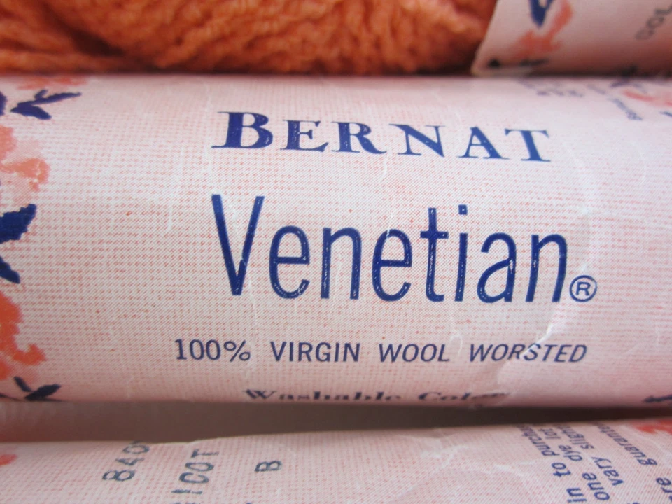 Lot 11 Vtg Bernat Venetian Apricot Orange 100% Virgin Wool  1 Oz Skeins Washable - Image 4 of 4