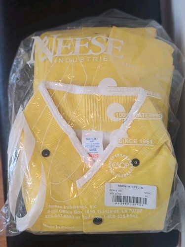 New Trench Rain Coat W/ Soft Lining 48" Long Size XLarge Hi Vis Flame Resistant - Picture 2 of 16
