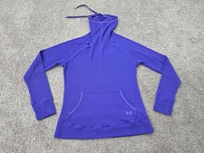 Under Armour Sweatshirt Womens L Purple Long Sleeve Turtleneck Waffle Knit Logo