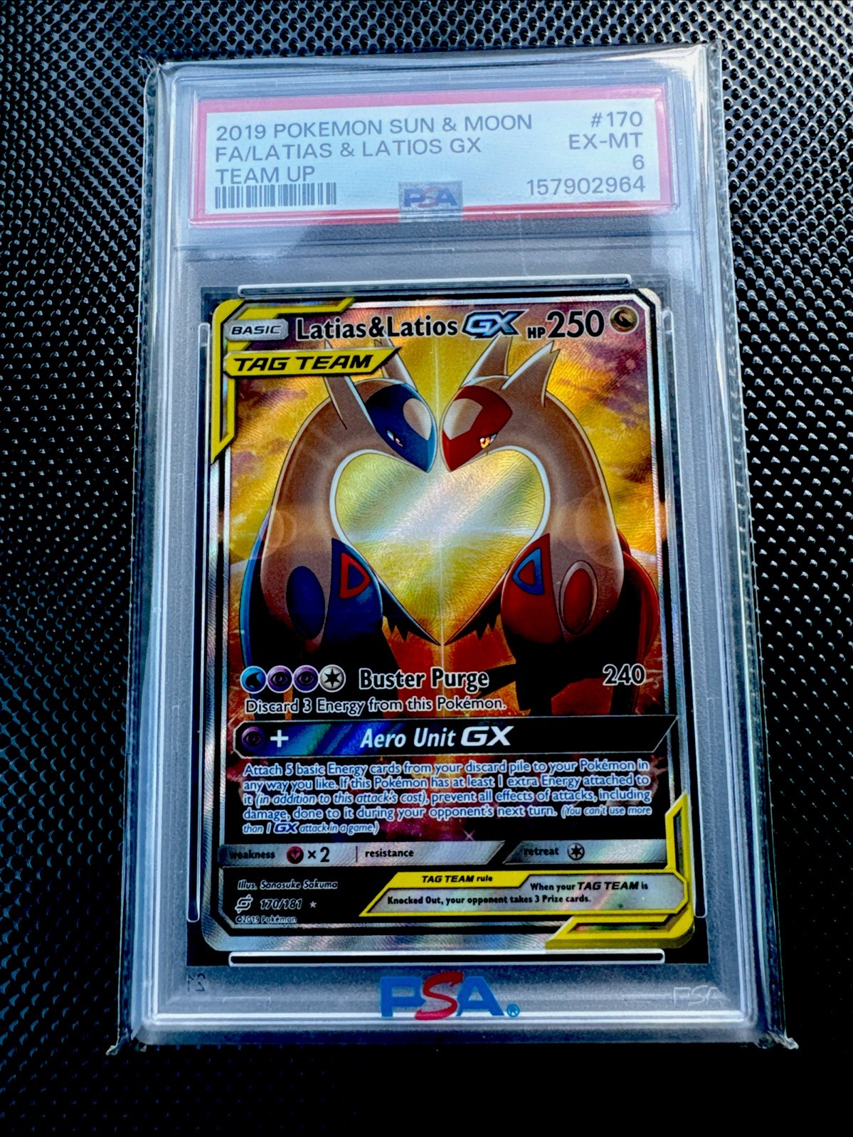 2019 Pokemon Team Up Latias & Latios GX 170 Alternate Full Art PSA 6 Love Birds