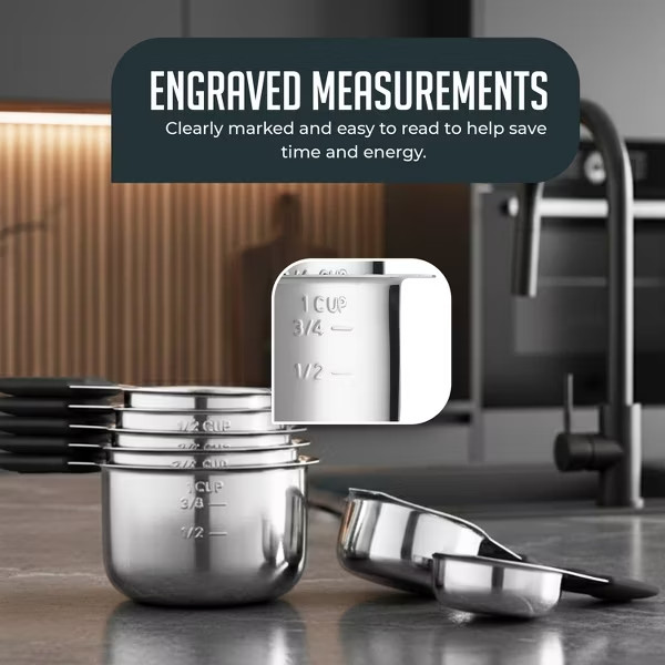 Magnetic Measuring Cups Set, 7Pc Stainless Steel Nesting Cups w/ Easy-Read Marks