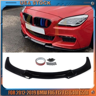For 2012-2019 BMW F06 F12 F13 640i 650i Gloss Black Front Bumper Lip Splitter