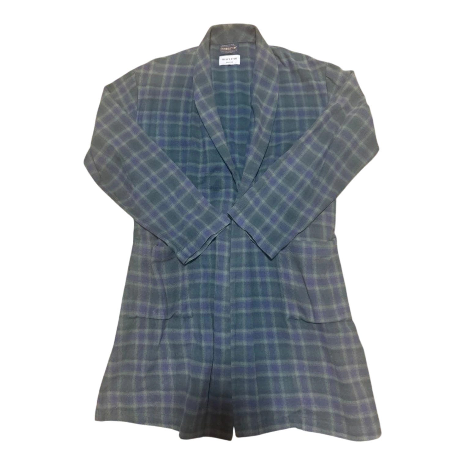 Pendleton M Check Pattern Gown Coat with Waist Ri… - image 1