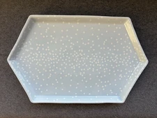 Teavana One Tray Coffee Server Grey  White Polka Dots Hexagon Porcelain Polygon