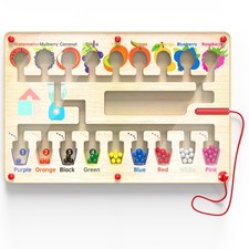 Magnetic Maze Board for Kids Age 3-5, Montessori Educational Wooden for All T...