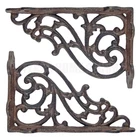 2 Small Shelf Brackets Scrolls Cast Iron Brace Antique Style 5 1/4 x 3 1/4 inch