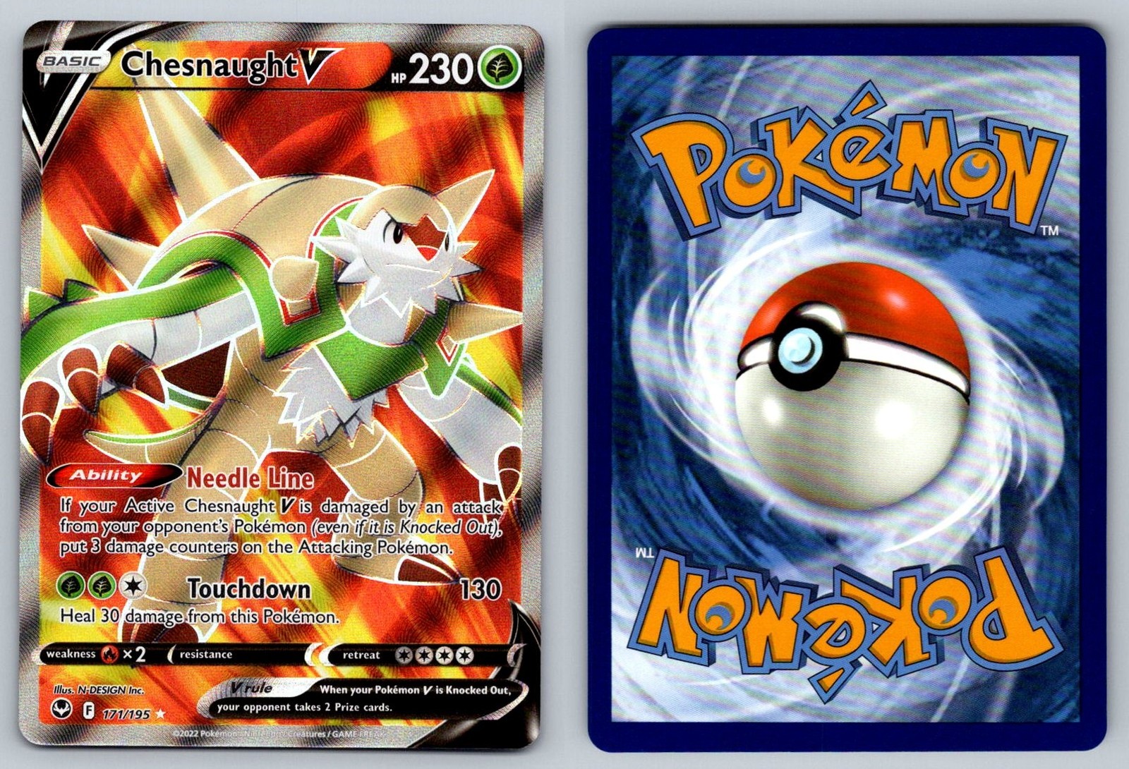 Chesnaught V - Silver Tempest - - Rare Ultra - 171/195 - Pokemon - - NM