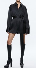 Alice + Olivia Finely Mini Shirt Dress  in Charcoal, Size M