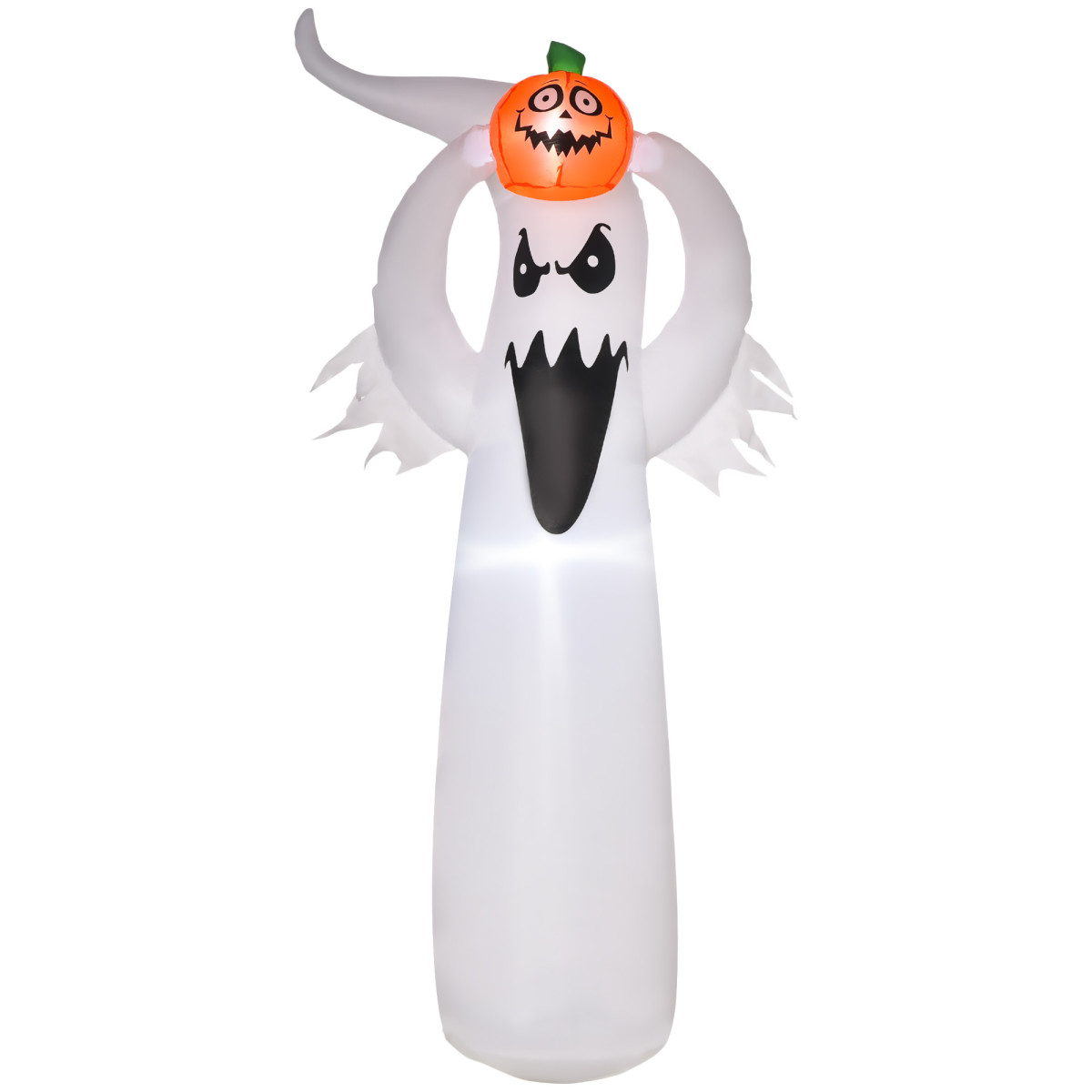 All Hallows 1.8m Floating Ghost & Pumpkin Halloween Decoration - White Polyester - LED Lights - Image 2