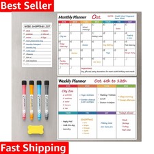 Dry Erase Magnetic Calendar for Refrigerator, 3 Pack- Monthly  Weekly  Dail...