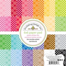 Doodlebug Petite Prints Double-Sided Paper Pad 6"X6" 24/Pkg-Plaid-Polka Dot