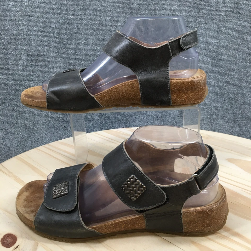 Sandalias Haflinger para mujer 40 correas de cuero gris gancho y lazo punta abierta informales Foto 4 de 4